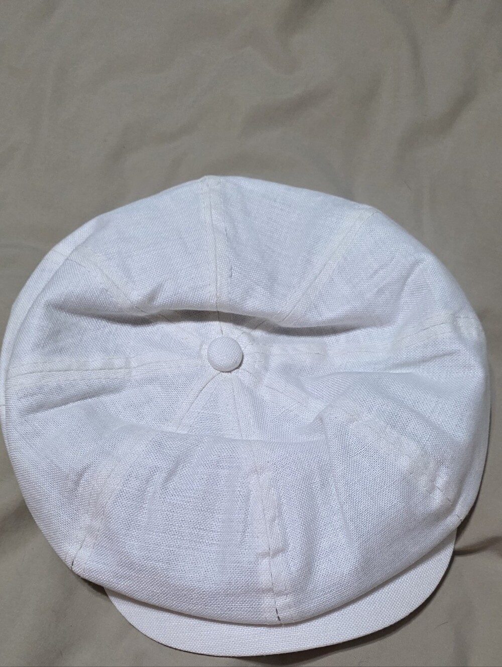 White 100% Linen Newsboy Flat Cap Front Snap 8 Panel Golf Leisure One Size